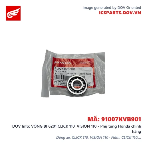 VÒNG BI 6201 CLICK 110, VISION 110 - Phụ tùng Honda chính hãng
