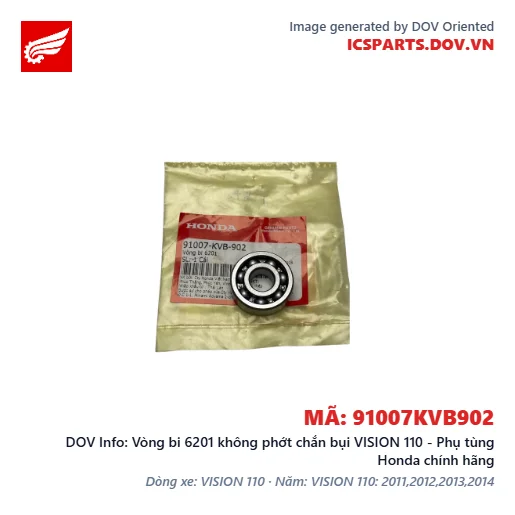 Vòng bi 6201 không phớt chắn bụi VISION 110 - Phụ tùng Honda chính hãng