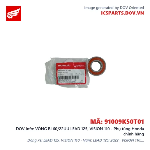 VÒNG BI 60/22UU LEAD 125, VISION 110 - Phụ tùng Honda chính hãng