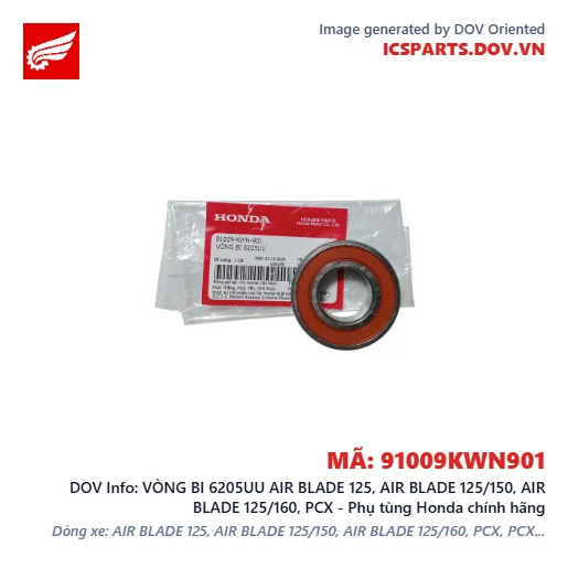 VÒNG BI 6205UU AIR BLADE 125, AIR BLADE 125/150, AIR BLADE 125/160, PCX - Phụ tùng Honda chính hãng