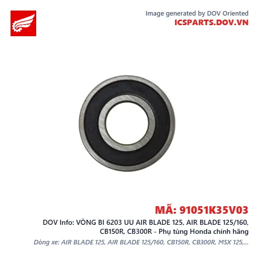 VÒNG BI 6203 UU AIR BLADE 125, AIR BLADE 125/160, CB150R, CB300R - Phụ tùng Honda chính hãng