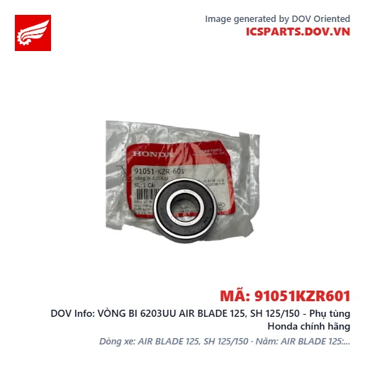 VÒNG BI 6203UU AIR BLADE 125, SH 125/150 - Phụ tùng Honda chính hãng