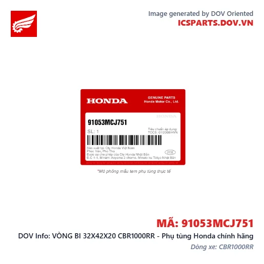 VÒNG BI 32X42X20 CBR1000RR - Phụ tùng Honda chính hãng