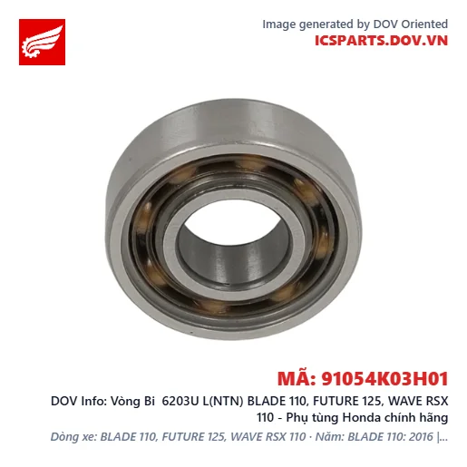 Vòng Bi 6203U L(NTN) BLADE 110, FUTURE 125, WAVE RSX 110 - Phụ tùng Honda chính hãng