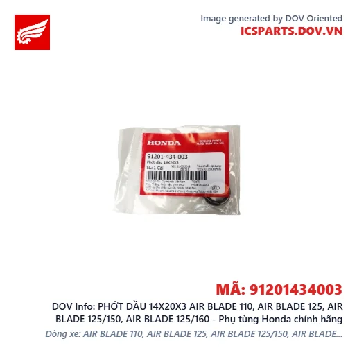 PHỚT DẦU 14X20X3 AIR BLADE 110, AIR BLADE 125, AIR BLADE 125/150, AIR BLADE 125/160 - Phụ tùng Honda chính hãng