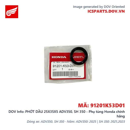 PHỚT DẦU 25X35X5 ADV350, SH 350 - Phụ tùng Honda chính hãng