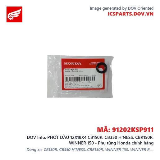 PHỚT DẦU 12X18X4 CB150R, CB350 H'NESS, CBR150R, WINNER 150 - Phụ tùng Honda chính hãng
