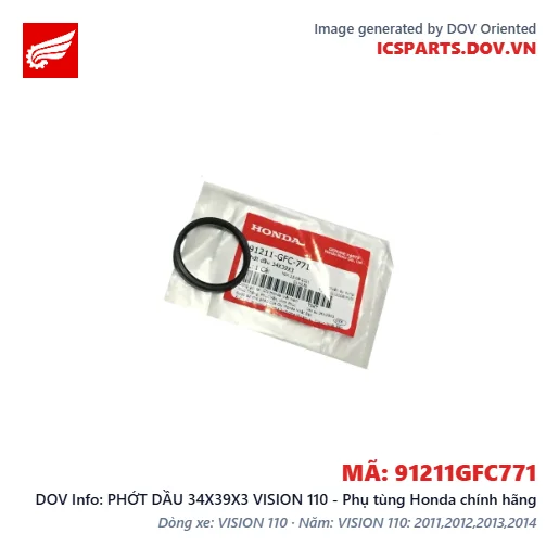 PHỚT DẦU 34X39X3 VISION 110 - Phụ tùng Honda chính hãng