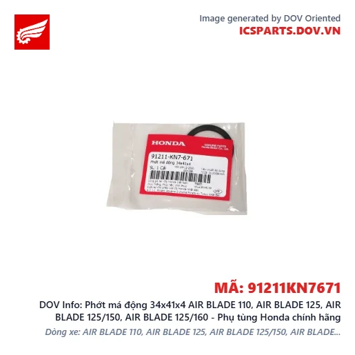 Phớt má động 34x41x4 AIR BLADE 110, AIR BLADE 125, AIR BLADE 125/150, AIR BLADE 125/160 - Phụ tùng Honda chính hãng