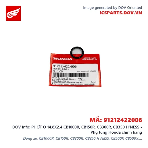 PHỚT O 14.8X2.4 CB1000R, CB150R, CB300R, CB350 H'NESS - Phụ tùng Honda chính hãng