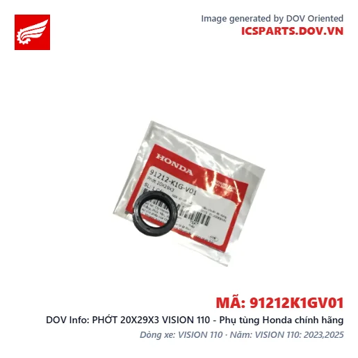 PHỚT 20X29X3 VISION 110 - Phụ tùng Honda chính hãng