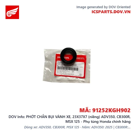PHỚT CHẮN BỤI VÀNH XE, 23X37X7 (niềng) ADV350, CB300R, MSX 125 - Phụ tùng Honda chính hãng