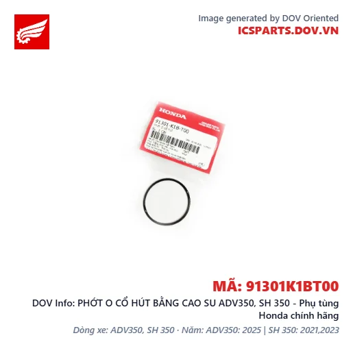 PHỚT O CỔ HÚT BẰNG CAO SU ADV350, SH 350 - Phụ tùng Honda chính hãng