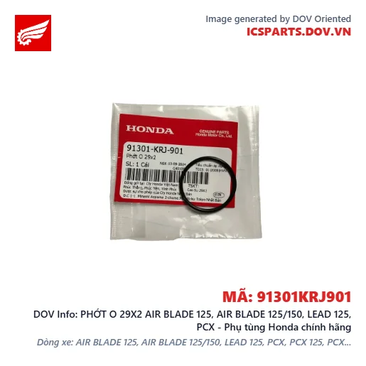 PHỚT O 29X2 AIR BLADE 125, AIR BLADE 125/150, LEAD 125, PCX - Phụ tùng Honda chính hãng