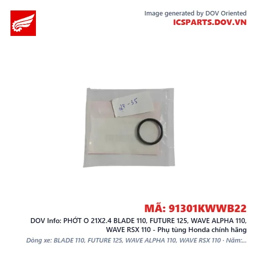 PHỚT O 21X2.4 BLADE 110, FUTURE 125, WAVE ALPHA 110, WAVE RSX 110 - Phụ tùng Honda chính hãng