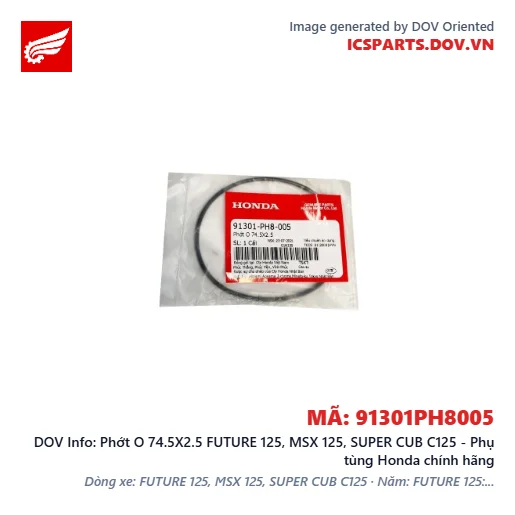 Phớt O 74.5X2.5 FUTURE 125, MSX 125, SUPER CUB C125 - Phụ tùng Honda chính hãng
