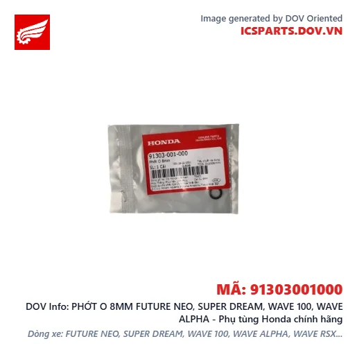 PHỚT O 8MM FUTURE NEO, SUPER DREAM, WAVE 100, WAVE ALPHA - Phụ tùng Honda chính hãng