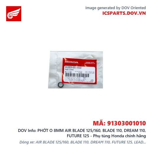 PHỚT O 8MM AIR BLADE 125/160, BLADE 110, DREAM 110, FUTURE 125 - Phụ tùng Honda chính hãng