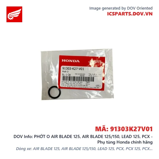 PHỚT O AIR BLADE 125, AIR BLADE 125/150, LEAD 125, PCX - Phụ tùng Honda chính hãng