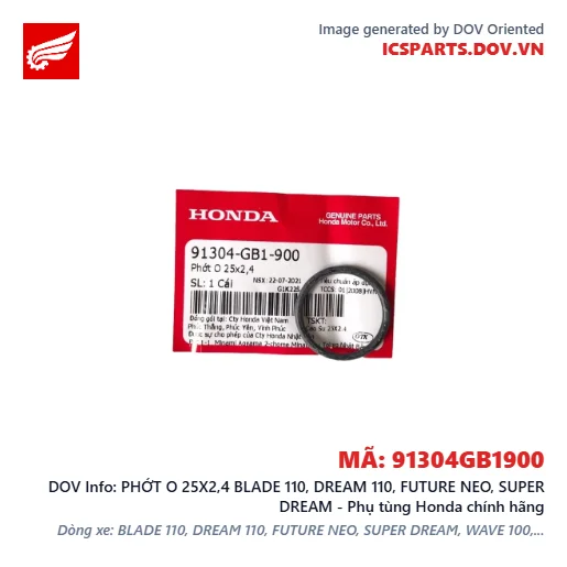 PHỚT O 25X2,4 BLADE 110, DREAM 110, FUTURE NEO, SUPER DREAM - Phụ tùng Honda chính hãng