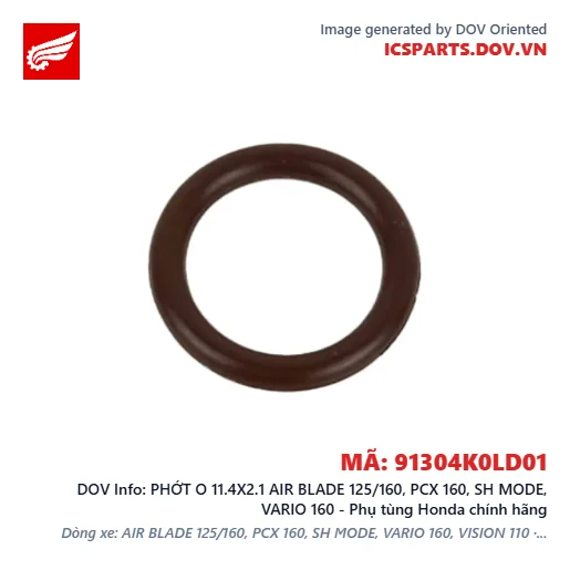 PHỚT O 11.4X2.1 AIR BLADE 125/160, PCX 160, SH MODE, VARIO 160 - Phụ tùng Honda chính hãng