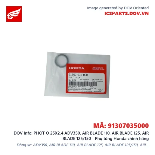 PHỚT O 25X2,4 ADV350, AIR BLADE 110, AIR BLADE 125, AIR BLADE 125/150 - Phụ tùng Honda chính hãng
