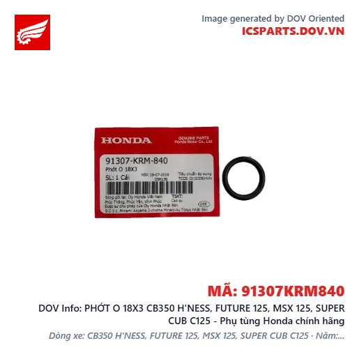 PHỚT O 18X3 CB350 H'NESS, FUTURE 125, MSX 125, SUPER CUB C125 - Phụ tùng Honda chính hãng