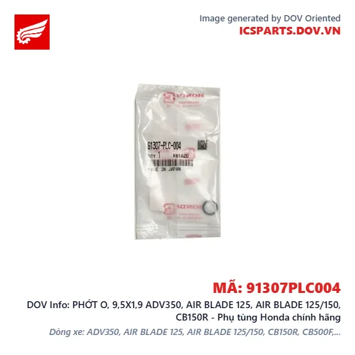 PHỚT O, 9,5X1,9 ADV350, AIR BLADE 125, AIR BLADE 125/150, CB150R - Phụ tùng Honda chính hãng
