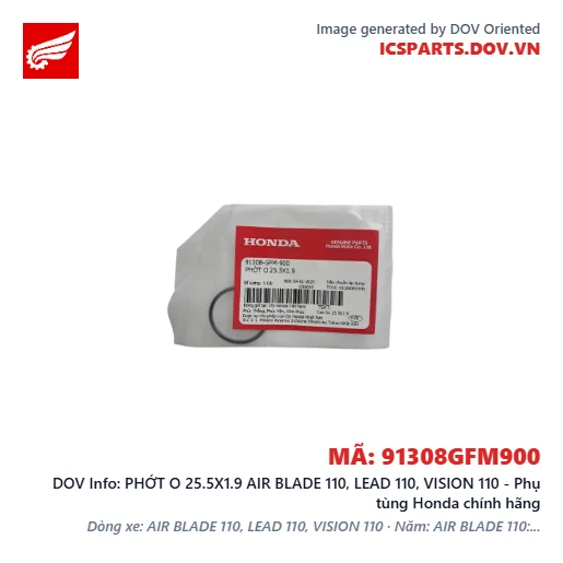 PHỚT O 25.5X1.9 AIR BLADE 110, LEAD 110, VISION 110 - Phụ tùng Honda chính hãng