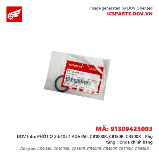 PHỚT O 24.4X3.1 ADV350, CB1000R, CB150R, CB300R - Phụ tùng Honda chính hãng