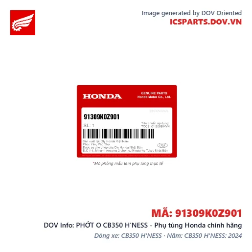 PHỚT O CB350 H'NESS - Phụ tùng Honda chính hãng
