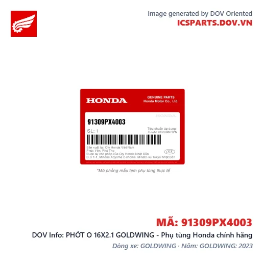 PHỚT O 16X2.1 GOLDWING - Phụ tùng Honda chính hãng