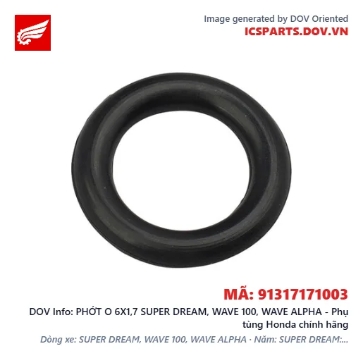 PHỚT O 6X1,7 SUPER DREAM, WAVE 100, WAVE ALPHA - Phụ tùng Honda chính hãng