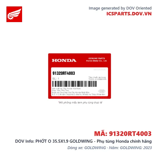PHỚT O 35.5X1.9 GOLDWING - Phụ tùng Honda chính hãng