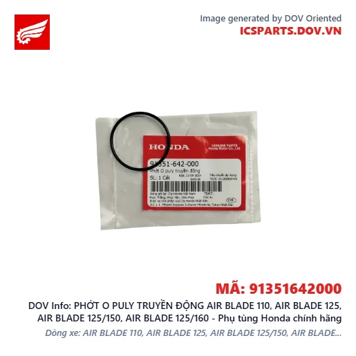 PHỚT O PULY TRUYỀN ĐỘNG AIR BLADE 110, AIR BLADE 125, AIR BLADE 125/150, AIR BLADE 125/160 - Phụ tùng Honda chính hãng
