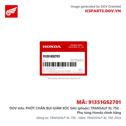 PHỚT CHẮN BỤI GIẢM XÓC SAU (phuộc) TRANSALP XL 750 - Phụ tùng Honda chính hãng