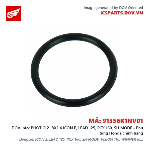 PHỚT O 21.8X2.4 ICON E, LEAD 125, PCX 160, SH MODE - Phụ tùng Honda chính hãng