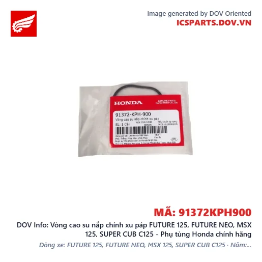 Vòng cao su nắp chỉnh xu páp FUTURE 125, FUTURE NEO, MSX 125, SUPER CUB C125 - Phụ tùng Honda chính hãng