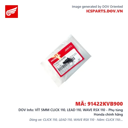 VÍT 5MM CLICK 110, LEAD 110, WAVE RSX 110 - Phụ tùng Honda chính hãng