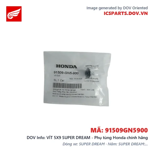 VÍT 5X9 SUPER DREAM - Phụ tùng Honda chính hãng