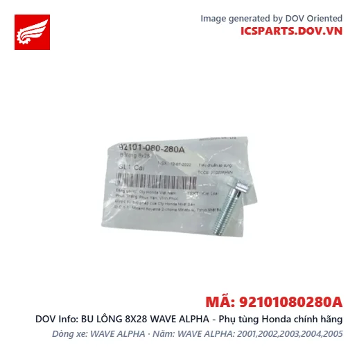 BU LÔNG 8X28 WAVE ALPHA - Phụ tùng Honda chính hãng