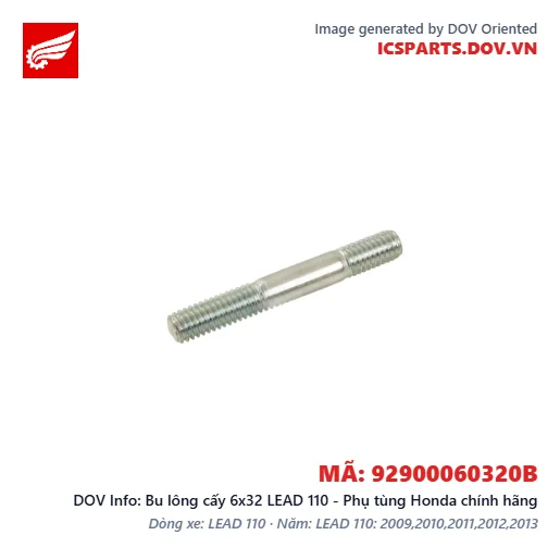 Bu lông cấy 6x32 LEAD 110 - Phụ tùng Honda chính hãng