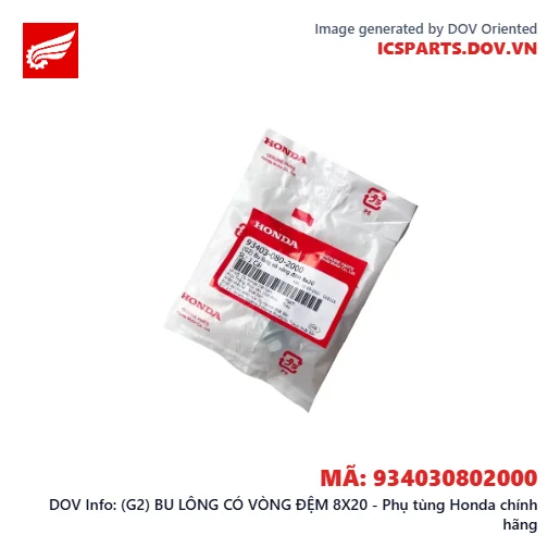 (G2) BU LÔNG CÓ VÒNG ĐỆM 8X20 - Phụ tùng Honda chính hãng