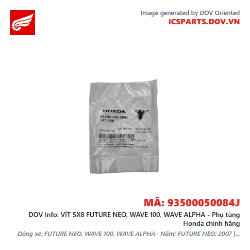 VÍT 5X8 FUTURE NEO, WAVE 100, WAVE ALPHA - Phụ tùng Honda chính hãng
