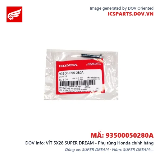 VÍT 5X28 SUPER DREAM - Phụ tùng Honda chính hãng