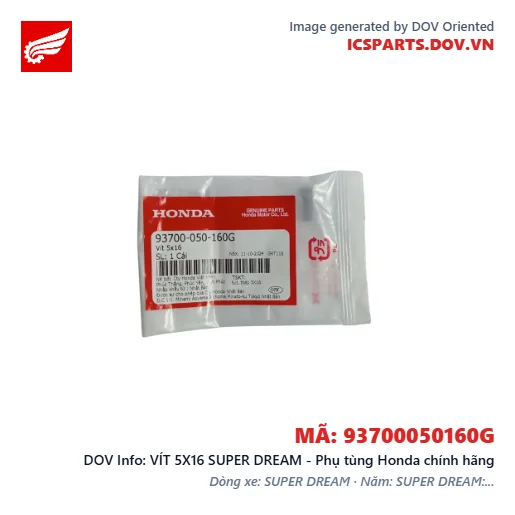 VÍT 5X16 SUPER DREAM - Phụ tùng Honda chính hãng