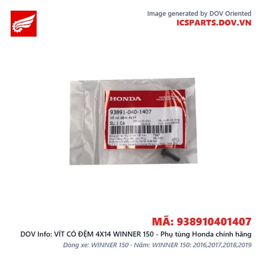 VÍT CÓ ĐỆM 4X14 WINNER 150 - Phụ tùng Honda chính hãng