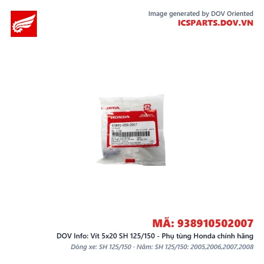 Vít 5x20 SH 125/150 - Phụ tùng Honda chính hãng
