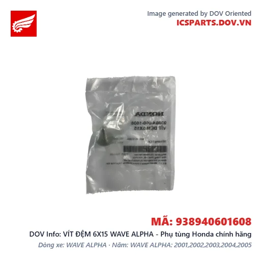 VÍT ĐỆM 6X15 WAVE ALPHA - Phụ tùng Honda chính hãng