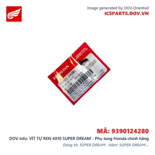 VÍT TỰ REN 4X10 SUPER DREAM - Phụ tùng Honda chính hãng